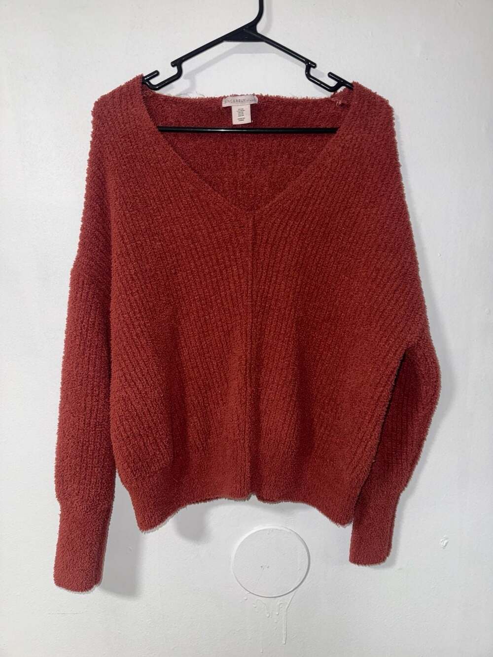 Sincerely Jules Rust V-Neck Chenille Knit Sweater